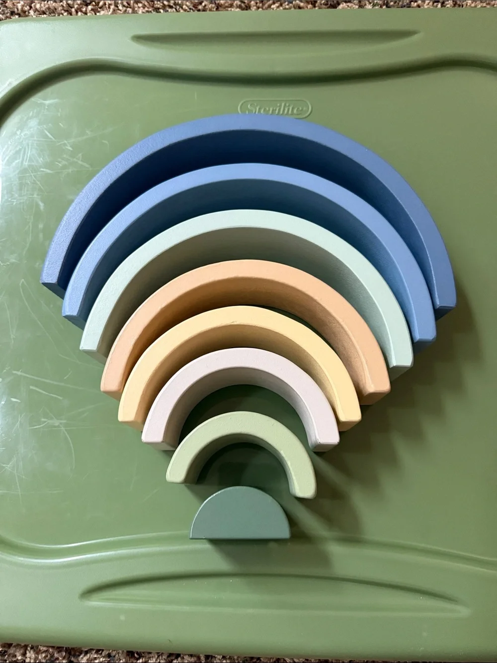 Wooden Pastel Rainbow Stacking Toy - Multicolor